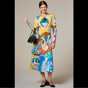 NWT * De Loreta Kiara Patterned Long Sleeve Dress